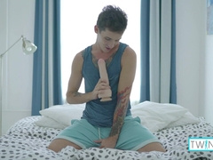 Scorching Inked Youngster Noah Drains Off His Immense Man-meat And Money-shots!