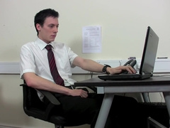 Hot Evan Zero Professionally Wanks Solo In The Office