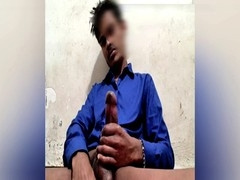 In the hostel, a guy is getting off with his big black cock