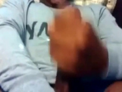 Str8 Boy Fapping his BIG BLACK COCK to Porno Dual Jizm