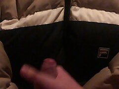 Cumming on my puffer jacket