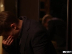 Watch this guy take a huge cock, blow it and get paid with a hot load