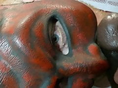 Gay interracial blowjob wearing devil mask - part 1