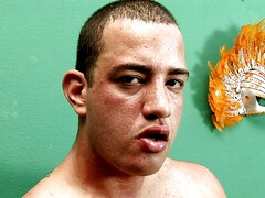 Latino boy strokes his pecker