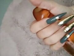 Dildo HandJob with extrem Long nails