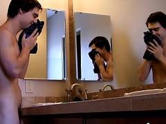 Muscular jock films himself jerking off and licking his dick