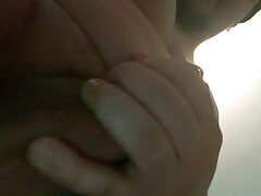 Orgasm while playing with my cock and an anal toy - Close view