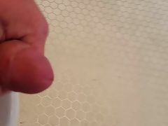 Bathroom wank and cum