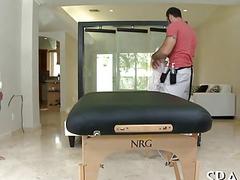 Latin stunner rides the cock of his masseur