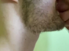 Homosexual fellates a dude up close. Masturbate off and jism in throat