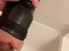 Pounding Fleshjack in douche with climb on