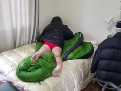 Shiny jacket, bukkake, restrain bondage