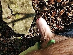 Dirty construction worker masturbates outdoors cum on hand