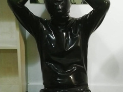 Spandex zentai and stroking machine
