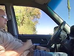 Bald Daddy Cums in Car