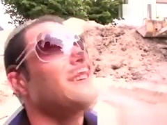 Horny public gay gets a facial