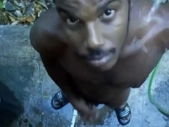 Nude Douche Outdoors in Jamaica