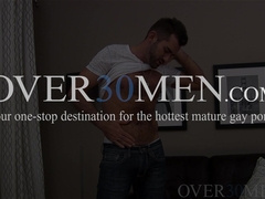 Hairy hunk Jake Jennings solo jerking while dildo drilling his butt