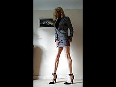 Sandy in her new short work dress