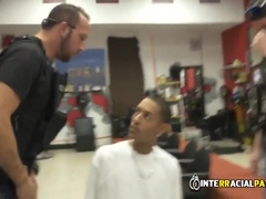 White Hunks Fucks Ebony Thug At The Barbershop And Semen On His Face!