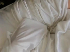 White nylon slip wank & cum 5