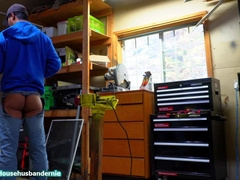 Knife Maker Exposes His Plugged Ass While Working In The Workshop