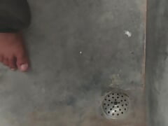 Pissing on the bathroom big cock