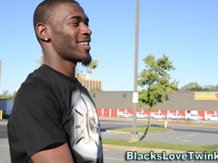 Watch how this inexperienced deepthroater goes wild with his black cock