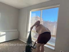 bear vacuuming naked