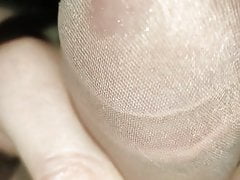 Handjob nylon ankle with cum