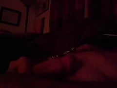 Stroking fat cock by candle