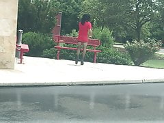 Cd - crossdresser - park bench pick up I wish