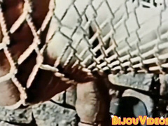 Vintage guys flexing after blowjobs before cumming hard