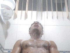 Rich and horny man bathes and masturbates