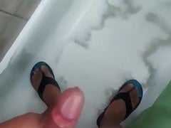 Big headed gay rock hard cock cumming in the shower