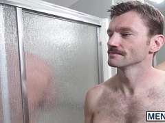 Muscle guys Alex Mecum and Dennis West have sex in bathroom