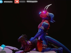 Flamedramon and Hybrid two Rock