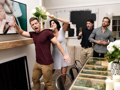 MILF catches gay men fucking in her house