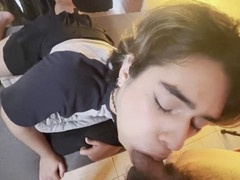 POV femboy Dani gives a deep blowjob with a massive cum shot on Nico's face