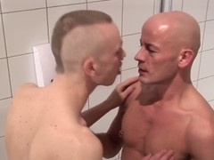 Intense and wild bathroom sex session with inexperienced German hunk Ben Armstrong