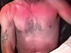 Rugged mature guy is jacking his wood until he's spurting