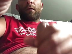 hairy bearded daddy pumps a load