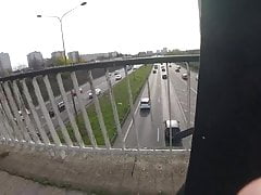 Flashing cock on the highway bridge