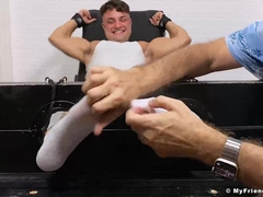 Chiseled jock AJ suffers restrain bondage and kittling torture