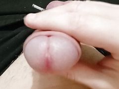 Hot guy wanks big cock before bed