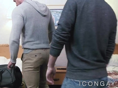 Inked muscle hunk ass pounding his sweet lover