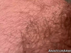 Blond hottie LucaXx hand fucking his uncut cock to make it cum