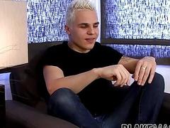 Young blond twink from UK jerks off here