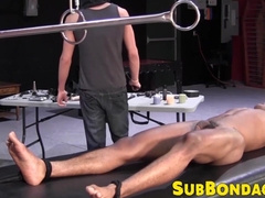 Young black sub dominated by master with erotic BDSM torment