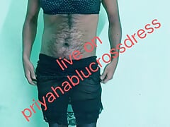 Crossdresser Hablu wear black bra and penty